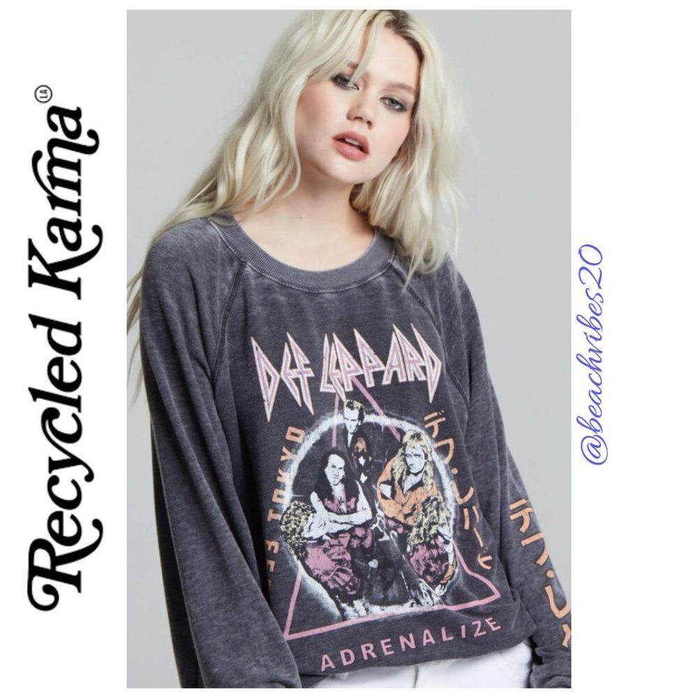 *RECYCLED KARMA Def Leppard ‘93 Adrenalize World Tour Sweatshirt Black XS RK-6 - Picture 2 of 9